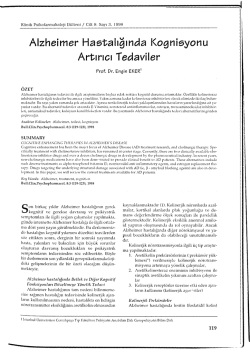 Alzheimer Hastalığında Kognisyonu Artırıcı Tedaviler