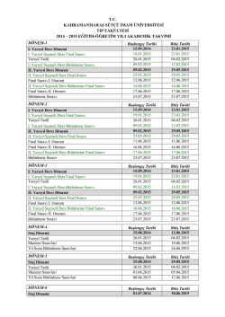 2014-2015 Akademik Takvim - Tıp Fak&uuml;ltesi