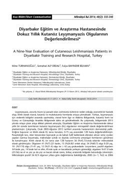 Diyarbakır Eğitim ve Araştırma Hastanesinde Dokuz Yıllık Kutan&ouml;z
