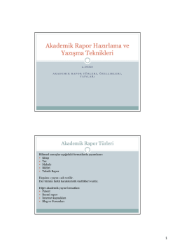 Akademik Rapor Hazırlama ve Yazışma Teknikleri