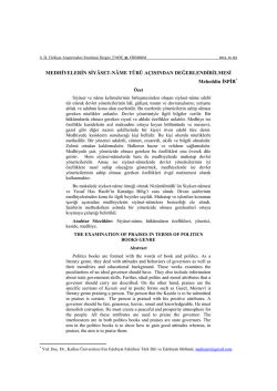 Medhiyelerin Siy&acirc;set-N&acirc;me T&uuml;r&uuml; A&ccedil;ısından Değerlendirilmesi