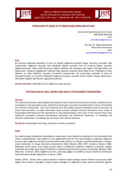 psikolojik iyi olma ve yetişkin bağlanma boyutları psychologıcal well