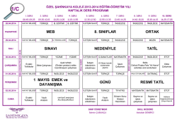 ORTAK 8. SINIFLAR MEB RESMİ TATİL G&Uuml;N&Uuml; 1 MAYIS EMEK ve