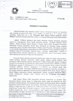 Silah Sanayi İhtisas OSB Kuruluş Duyurusu