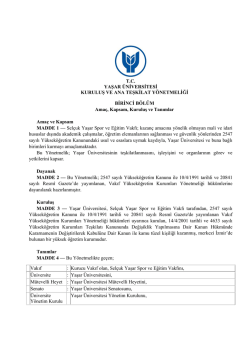 Kuruluş ve Ana Teşkilat Y&ouml;netmeliği