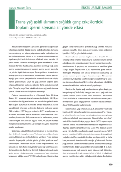 Trans yağ asidi alımının sağlıklı gen&ccedil; erkeklerdeki