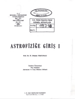 Astrofiziğe Giriş Kitabı (Prof . G&ouml;kmen Tektunalı)