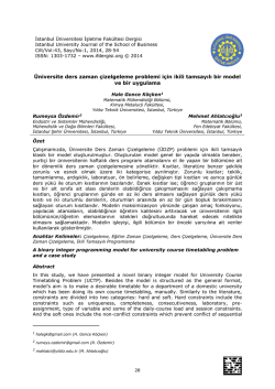 &Uuml;niversite ders zaman &ccedil;izelgeleme problemi i&ccedil;in ikili tamsayılı bir