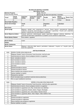BİLGİSAYAR DESTEKLİ TASARIM I. Ders İzlence Formu Diploma
