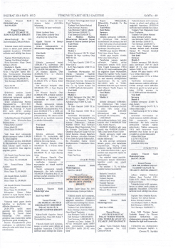 W ŞUBAT 2014 SAYI : 8512 TÜRKİYE TİcARET SİcİLİ