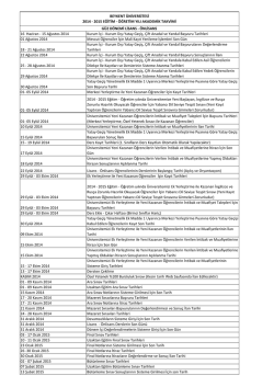 2014-2015 Akademik Takvim Lisans &ouml;nlisans