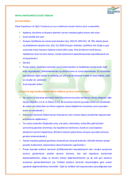 METAL ERGİTİLMESİ İLE İLGİLİ TESİSLER &Ccedil;evresel Etkiler: Metal