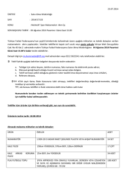 Muhtelif Spor Malzemeleri Alım İşi SON BAŞVURU TARİHİ