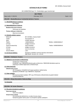 G&Uuml;VENLİK BİLGİ FORMU