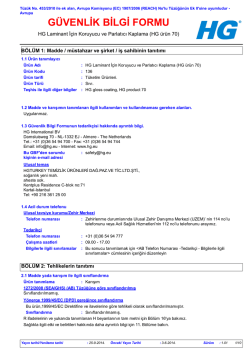 G&Uuml;VENLİK BİLGİ FORMU