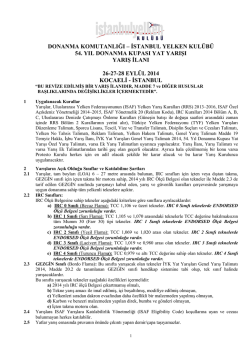 DONANMA-YAT-NoR-2014 - İstanbul Yelken Kul&uuml;b&uuml;