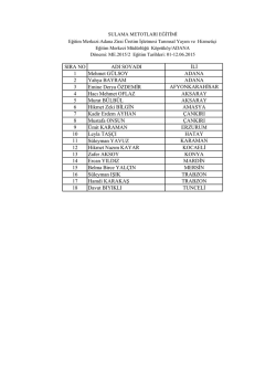 SIRA NO ADI SOYADI İLİ 1 Mehmet GÜLSOY ADANA 2 Yahya