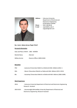 Address : &Ccedil;ukurova University Department of Electrical and