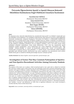 Sportif Bakış: Spor ve Eğitim Bilimleri Dergisi &Uuml;niversite
