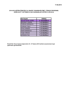 Adı Soyadı SONU&Ccedil; SELEN BUSE G&Uuml;REL % 100 BURSLU
