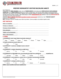 &Ccedil;elikerler M&uuml;şteri Anketi