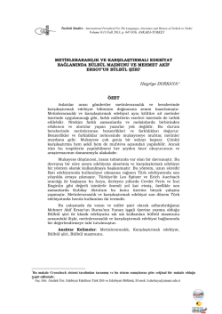 Metinlerarasılık ve Karşılaştırmalı Edebiyat
