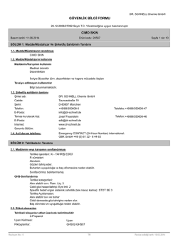 G&Uuml;VENLİK BİLGİ FORMU