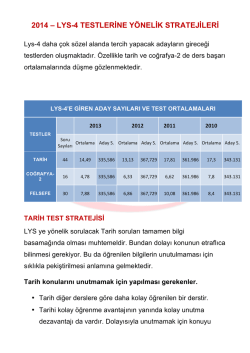LYS-4 Testine Y&ouml;nelik Stratejiler