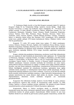 4. ULUSLARARASI MUĞLA ARICILIK VE &Ccedil;AM BALI KONGRESİ