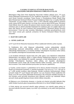 &Ccedil;ALIŞMA VE SOSYAL G&Uuml;VENLİK BAKANLIĞI S&Ouml;ZLEŞMELİ