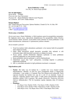 Kamu Politikaları ve Etik Yrd. Do&ccedil;. Dr. Hasan Engin ŞENER Ders ile