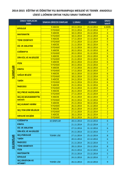 2014-2015 eğitim ve &ouml;ğretim yılı bayrampaşa mesleki ve teknik