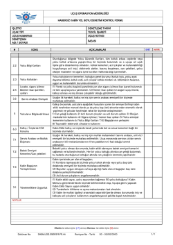 Habersiz Kabin Yol Boyu Kontrol Formu