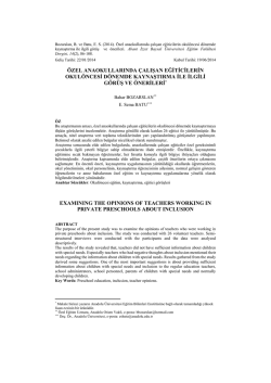 özel anaokullarında çalışan eğiticilerin okulöncesi dönemde