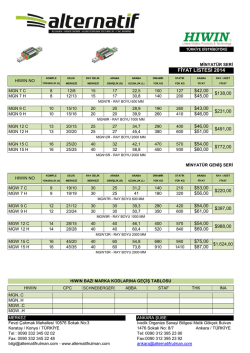 hiwin minyat&uuml;r ray araba fiyat listesi