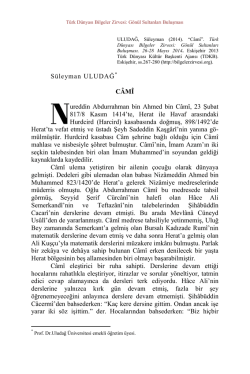 S&uuml;leyman ULUDAĞ* C&Acirc;M&Icirc; ureddin Abdurrahman bin Ahmed bin