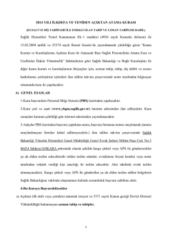 İlan Metni - Sağlık Bakanlığı Personel Genel Müdürlüğü