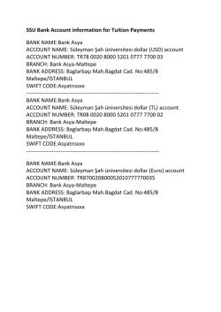 SSU Bank Account information for Tuition Payments BANK NAME