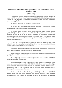EYL&Uuml;L 2014 - Milli Eğitim Bakanlığı Personel Genel M&uuml;d&uuml;rl&uuml;ğ&uuml;