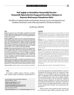 Ruh Sağlığı ve Hastalıkları Hemşireliği Dersinin