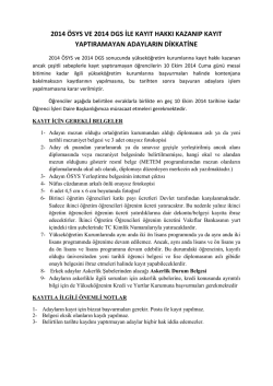 2014 &Ouml;SYS VE 2014 DGS İLE KAYIT HAKKI KAZANIP KAYIT