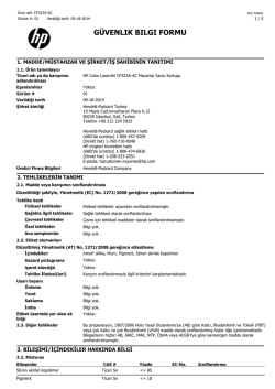 g&uuml;venlık bılgı formu
