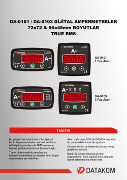 DA-0101 / DA-0103 DİJİTAL AMPERMETRELER 72x72