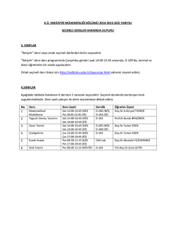 K.Ü. ENDÜSTRİ MÜHENDİSLİĞİ BÖLÜMÜ 2014