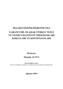 2014-2015 EĞĠTĠM-&Ouml;ĞRETĠM YILI YABANCI DĠL OLARAK