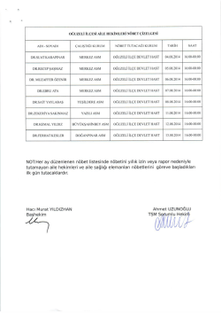 DĞUZELİ iL&Ccedil;ESi AİLE HEKİMLERİ N&Ouml;BET &Ccedil;İZELGESİ