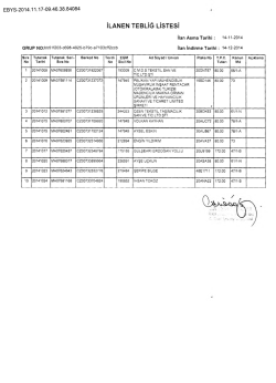 14.11.2014 Tarihli İlan Listesidir.