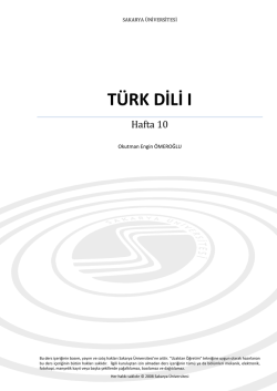 TÜRK DİLİ I - Ekampus - Sakarya Üniversitesi