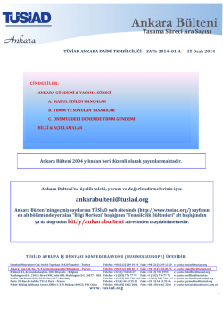 Ankara B&uuml;lteni Yasama S&uuml;reci, Sayı: 01, Ocak 2014