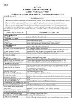 Eğitim Bursu Başvuru Formu Kriterleri Belgelendirme &Ccedil;izelgesi